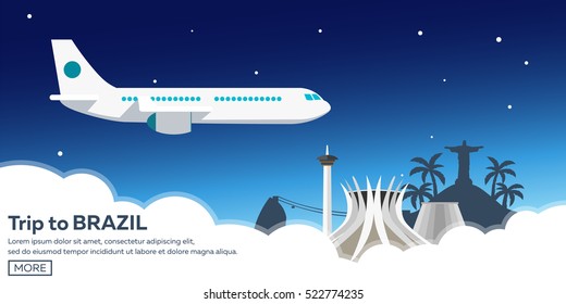 Banner Travel to Brazil, Rio de janeiro. Poster skyline. Vector illustration