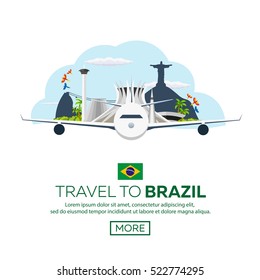 Banner Travel to Brazil, Rio de janeiro. Poster skyline. Vector illustration