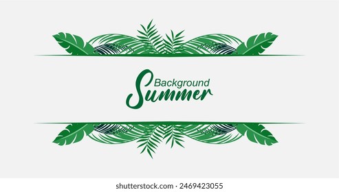 banner with tropical leaves and branches for summer season vector illustration design