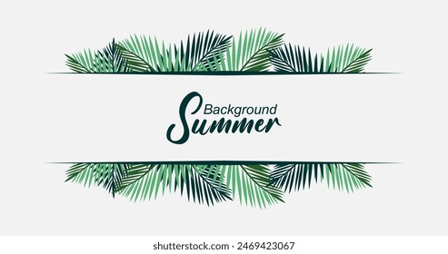 banner with tropical leaves and branches for summer season vector illustration design