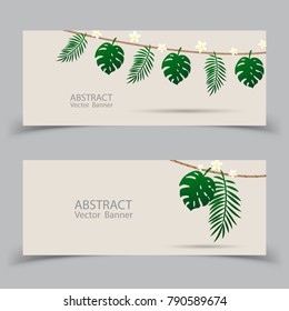 Banner Tropical Leaves Vector Design.