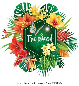 Banner from tropical plants