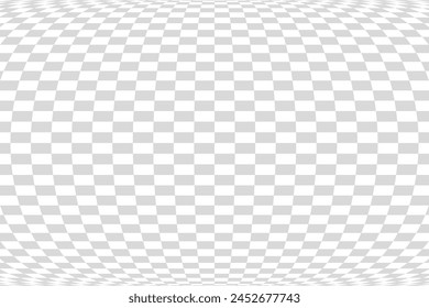 Banner twisted convex seamless chessboard, checkered background distortion wave, checkerboard optical illusion mosaic pattern – stock vector