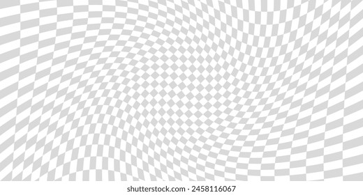 Banner twisted convex seamless chessboard, checkerboard optical illusion mosaic pattern, checkered background distortion wave – stock vector