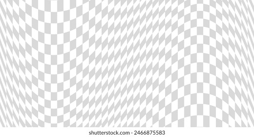 Banner twisted convex seamless chessboard, checkerboard optical illusion mosaic pattern, checkered background distortion wave – stock vector