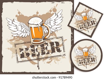 banner and two beer coasters