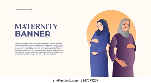 Banner Of Two Pregnant Muslim Woman