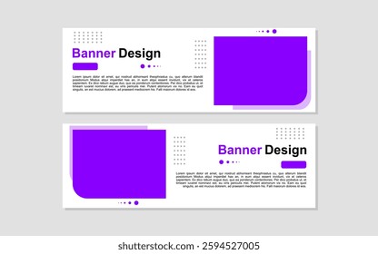 Banner two purple banners with the words banner design stand out against a white background.