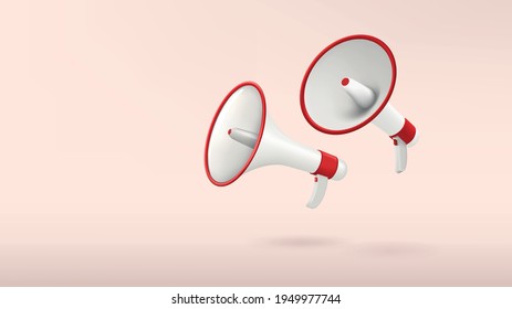 Banner with two realistic megaphones. Vector illustration.