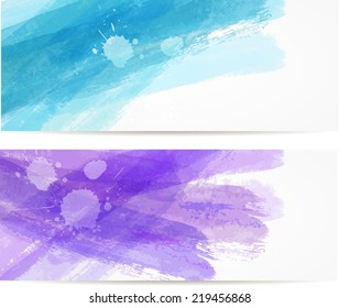 Banner two templates with watercolor brushed imitation lines