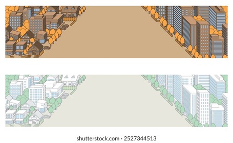 Banner type cityscape illustration. Vector illustration of buildings.