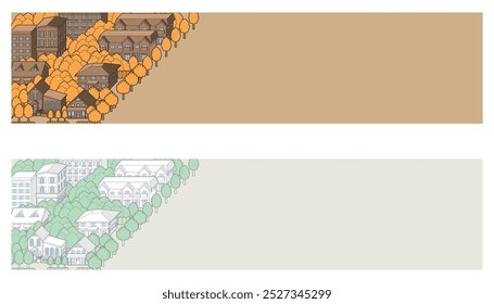 Banner type cityscape illustration. Vector illustration of buildings.
