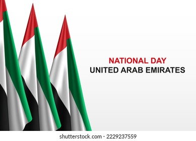 Cartel con la bandera de los EAU. Día Nacional de los Emiratos Árabes Unidos. Vector EPS10