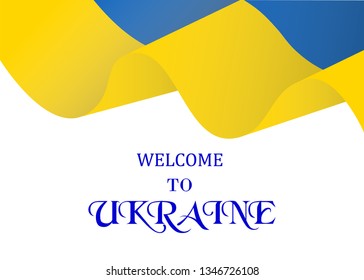 Banner with ukrainian flag in realistic style. Vector illustration