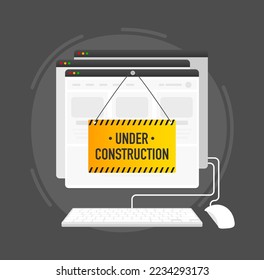 Banner for under construction. Danger sign. Construction concept. Vector illustration.