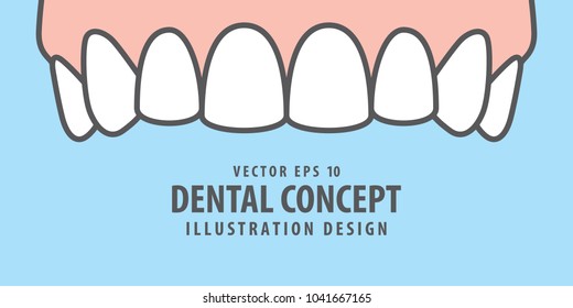 Banner Upper healthy teeth illustration vector on blue background. Dental concept.