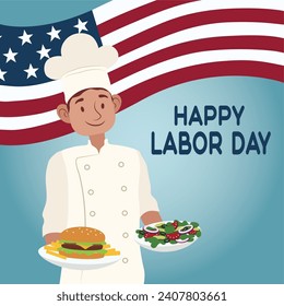 Banner for USA Labor Day with male chef