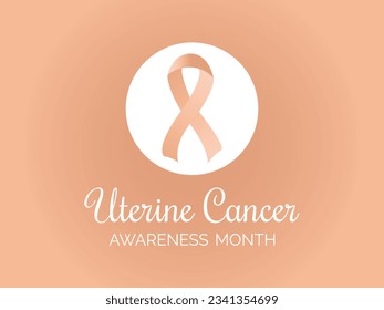 Banner with Uterine Cancer Awareness Realistic Ribbon.Awareness Month in September. Endometrial cancer and uterine sarcoma.