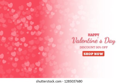 Banner valentine day design for advertising,valentine day sale concept banner.background for seasonal retail promotion. Vector illustration.