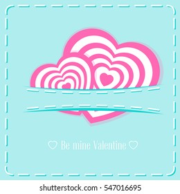 Banner Valentines Day with symbols hearts and lettering for concept design poster, greeting card or invitation. Cartoon style. Vector illustration.