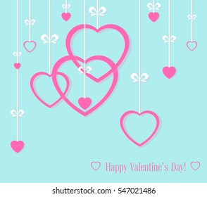 Banner Valentines Day with symbols hearts and lettering for concept design poster, greeting card or invitation. Cartoon style. Vector illustration.