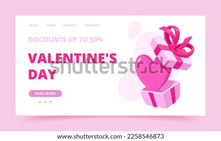Banner valentines day template website. Vector clipart