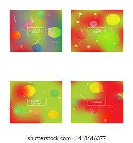 Banner from various elements of the environment. EPS. Vector illustration show. Original splash and spreading spot. Green gradient various elements that form multicolored blurred graphics.