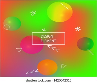 Banner from various elements of the environment. Random splash and spreading spot. EPS. Vector illustration flyer. Green gradient various elements that form multicolored blurred graphics.