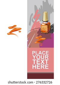 Banner. Varnish for nails. Vial with varnish.