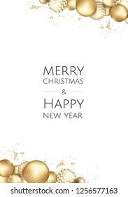 Banner with vector christmas gold balls, and space for text.