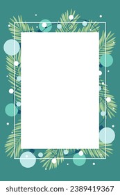 Banner with vector christmas tree branches, christmas balls and space for text.

