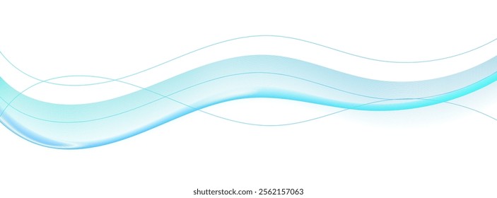 Banner vector futuristic wavy lines flowing smooth curve colorful gradient purple blue on white background