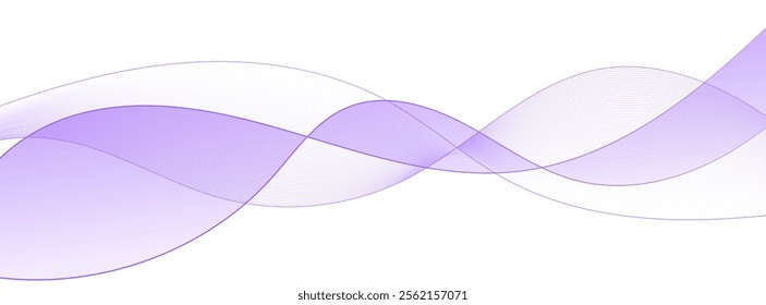 Banner vector futuristic wavy lines flowing smooth curve colorful gradient purple on white background