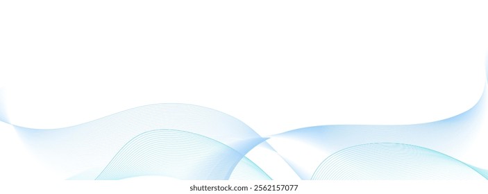 Banner vector futuristic wavy lines flowing smooth curve colorful gradient purple blue on white background