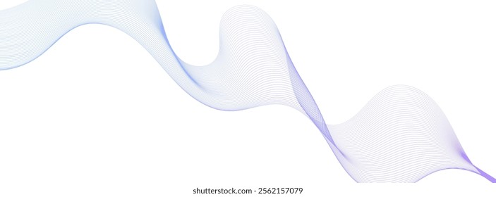 Banner vector futuristic wavy lines flowing smooth curve colorful gradient purple blue on white background