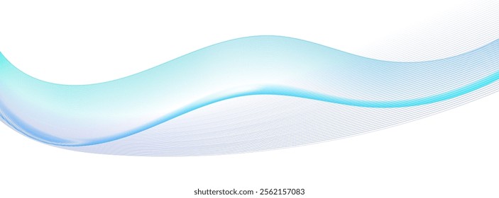 Banner vector futuristic wavy lines flowing smooth curve colorful gradient purple blue on white background
