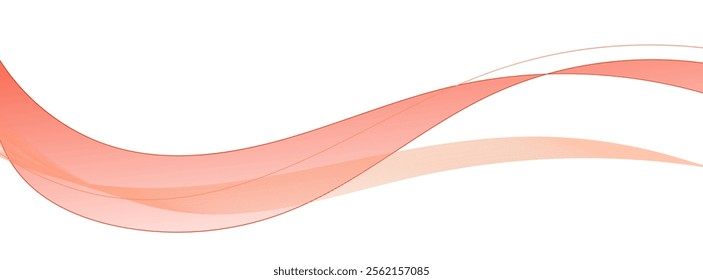 Banner vector futuristic wavy lines flowing smooth curve colorful gradient orange on white background