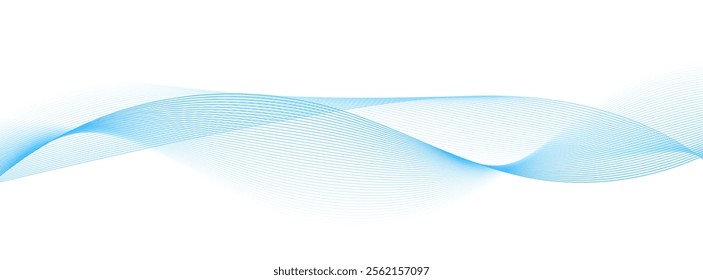 Banner vector futuristic wavy lines flowing smooth curve colorful gradient purple blue on white background