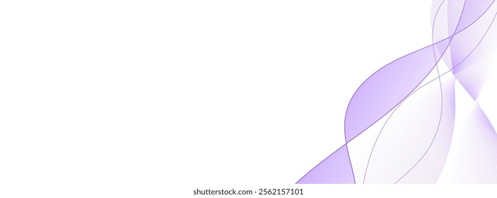 Banner vector futuristic wavy lines flowing smooth curve colorful gradient purple on white background