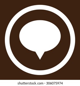 Banner vector icon. This rounded flat symbol is drawn with white color on a brown background.