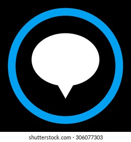 Banner vector icon. This rounded flat symbol is drawn with blue and white colors on a black background.