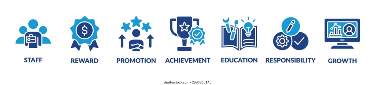 Banner Vector illustration concept of employee motivation, success, achieving career goals