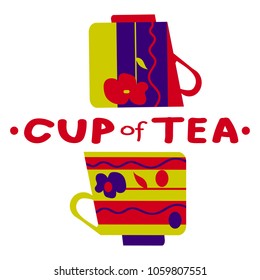 banner, vector illustration of a cup of tea