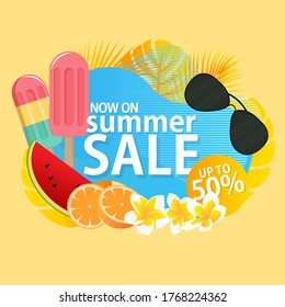 banner vector illustration with flower summer sale design