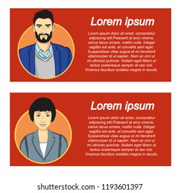 Banner, vector illustration, men, women