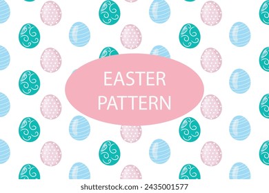 banner vector illustration on easter pattern background