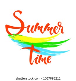 banner, vector illustration of summer time, white background