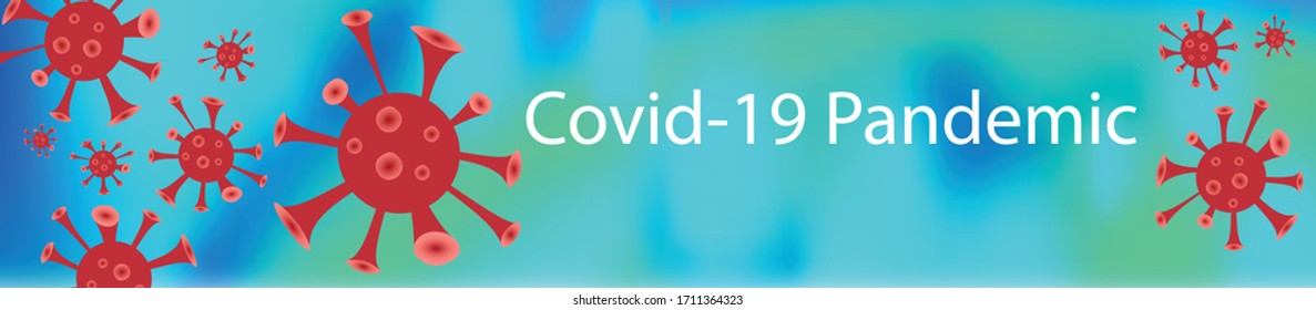 Banner Vector, Logo Vector, Bokeh Vector Background. Covid 19 Vector. Red Virus Icon, Gradient Background, Linkedin Cover, Facebook Cover, News Coverage, Instagram Post