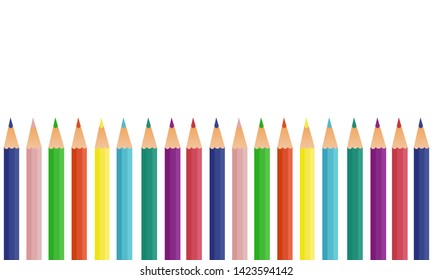 banner vector multicolored pencils for stationery and schools in september isolated on white background