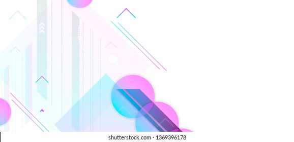 Banner vector new realistic 3d and futuristic neon light foil minimal geometric white background with bright light planets and stars blue and pink new